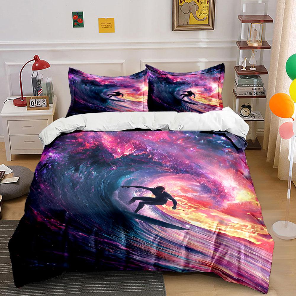 Surfer Inside Cosmic Wave. Bedding Sets Duvet Cover Sets Duvet Covers Pillowcases(1 * Duvet Cover 2 * Pillowcases Without Duvet Insert)