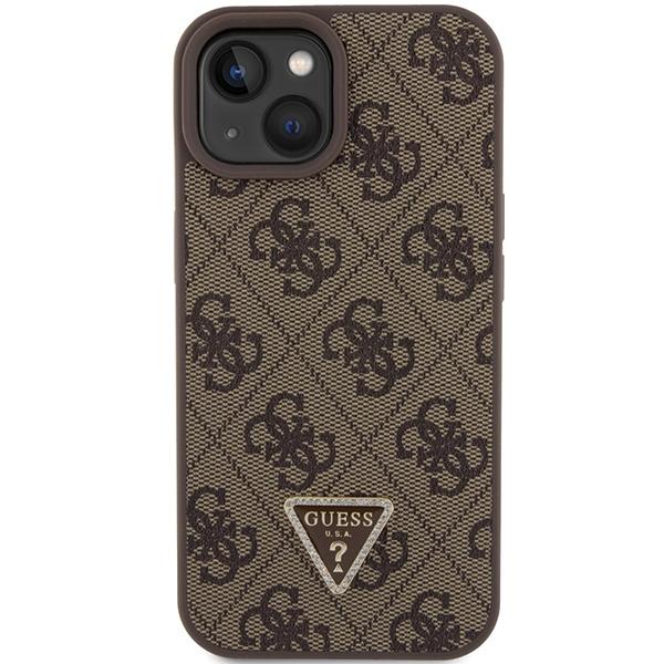 Guess Guhcp15Sp4Tdpw Iphone 15 / 14 / 13 6.1 Brązowy/Brown Hardcase Leather 4G Triangle Strass