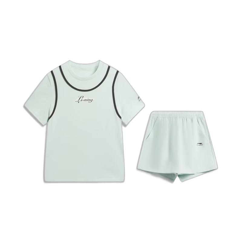 Li-Ning Youth Girls  Moisture-Wicking T-Shirt & Skirt/Shorts Set S