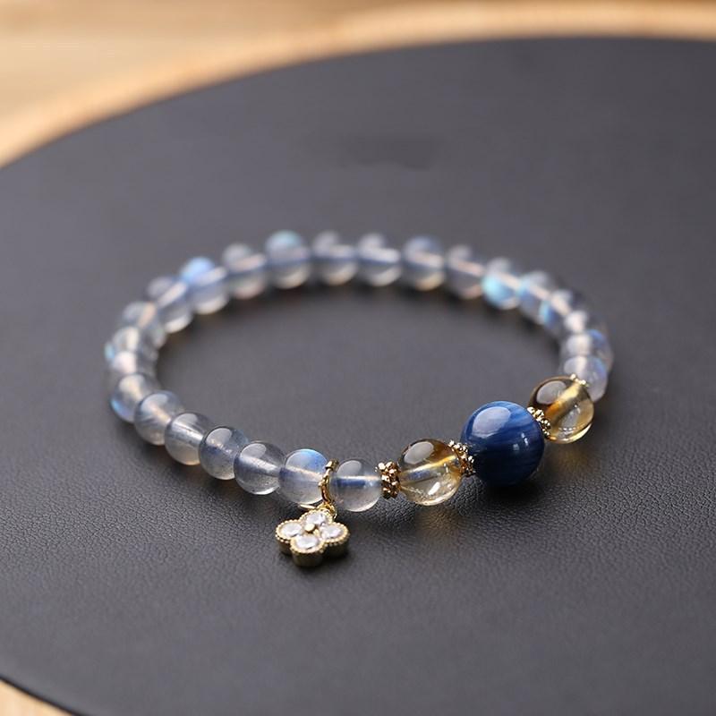 

Natural crystal moonstone blue crystal bracelet approx6-7mm Original DIY Women s single-loop bracelet is simple and stylish about6-7mm