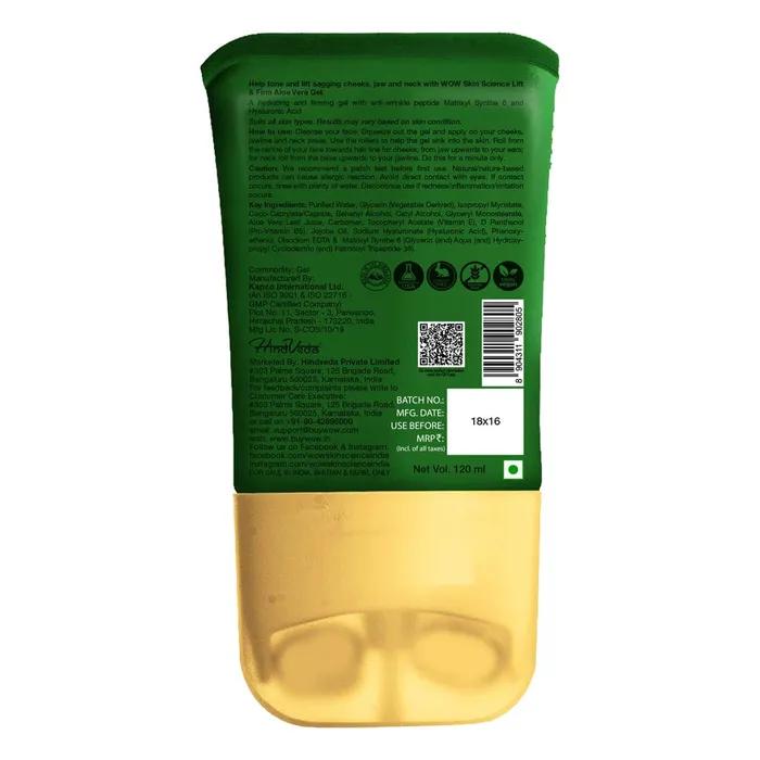 Wow Skin Science Lift & Firm Aloe Vera Gel mit Hyaluronsäure, Vitamin B und E, mit Doppelrollenmassagegerät, 120 ml