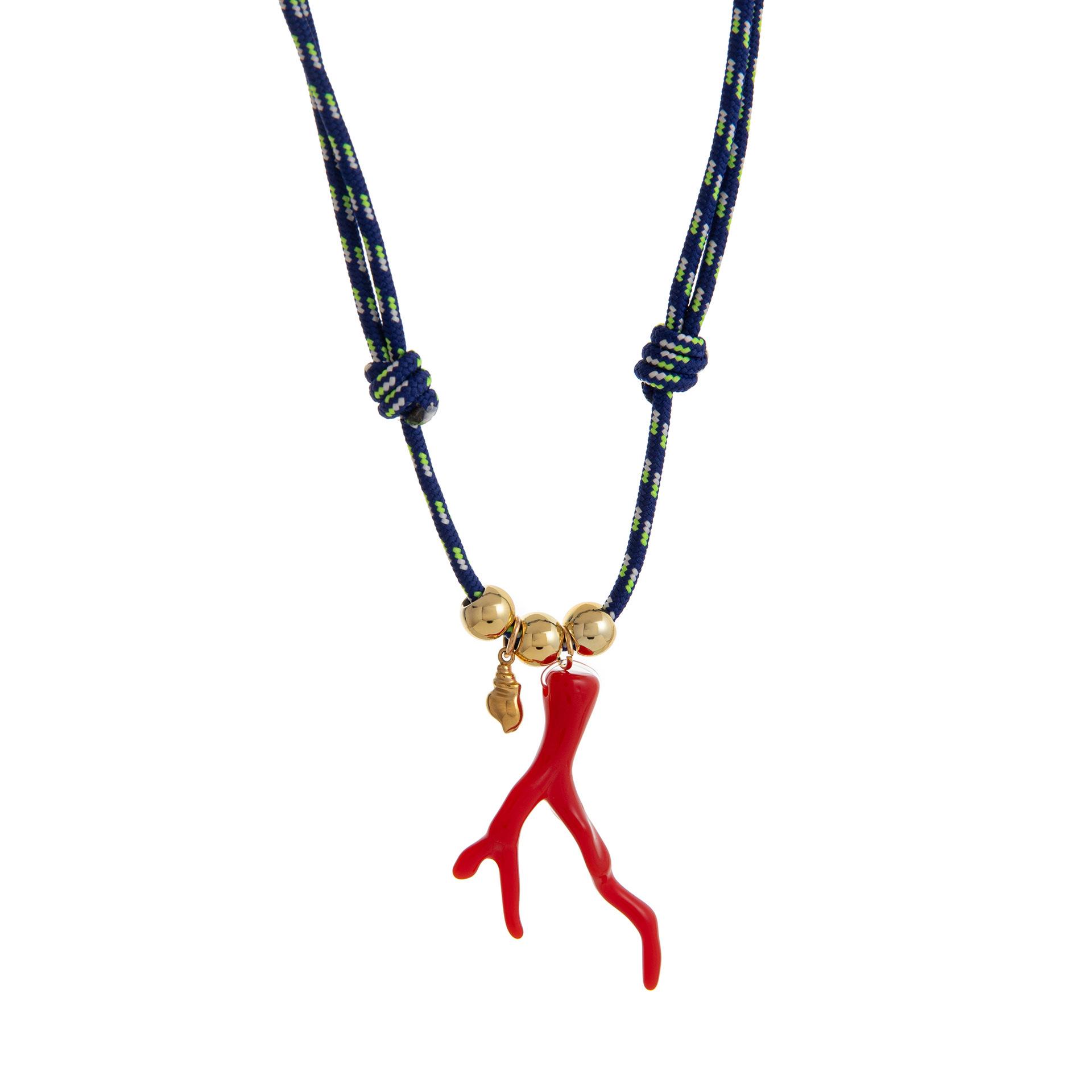 Dopamine Little Fish Necklace with Coral Shell Pendant, 18K Gold Plated, Retro Beaded Copper Design