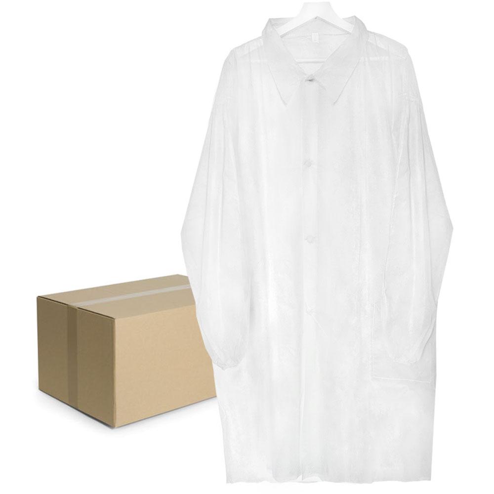 Disposable White Lab Coat With Snaps (23G Non-woven) 100 Pcs