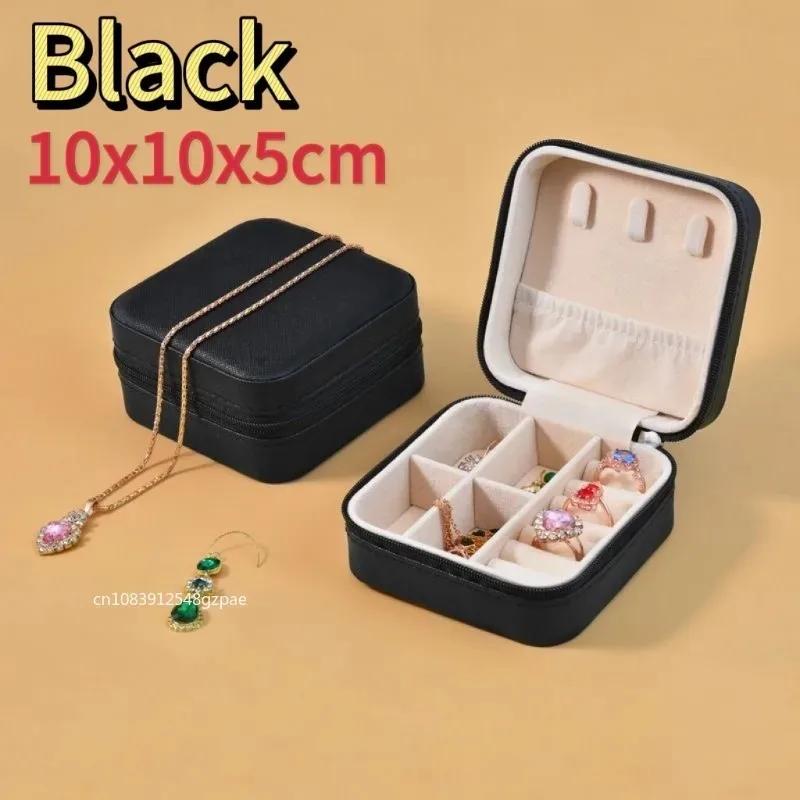 Portable Travel Jewelry Box Necklace Earrings Ring Jewelry Organizer Display Pu Leather Storage Large Capacity Jewelry Case