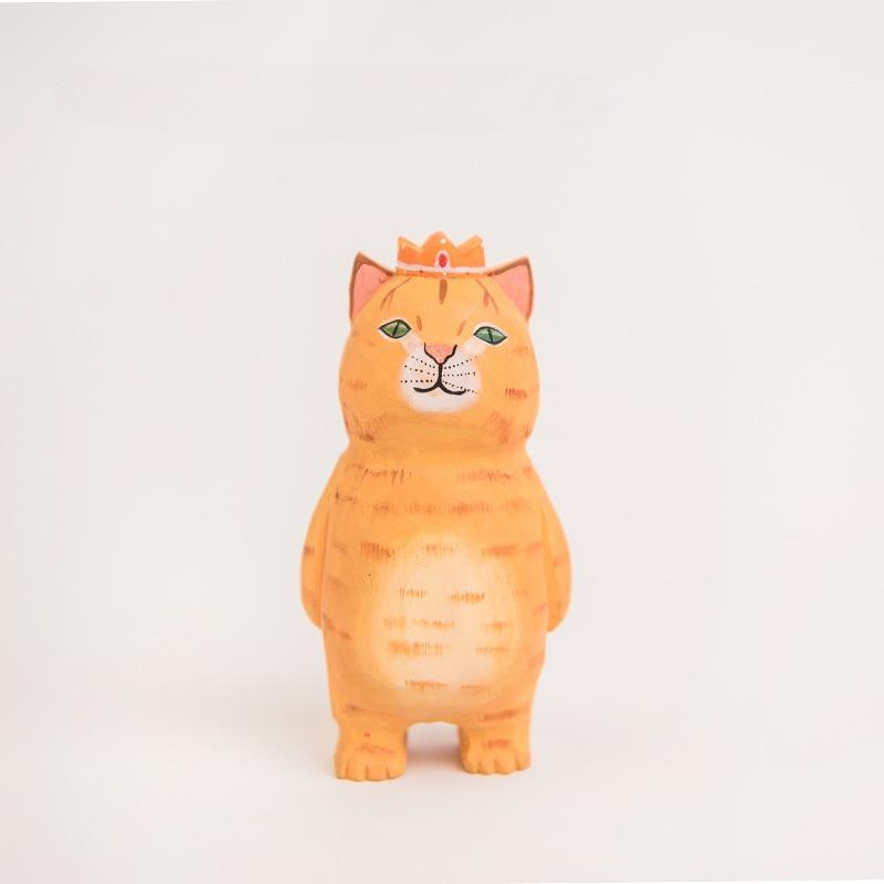 

Wooden handicrafts, cat statues, hand carved cat ornaments, creative home ornaments, decorative items, birthday gift ornaments