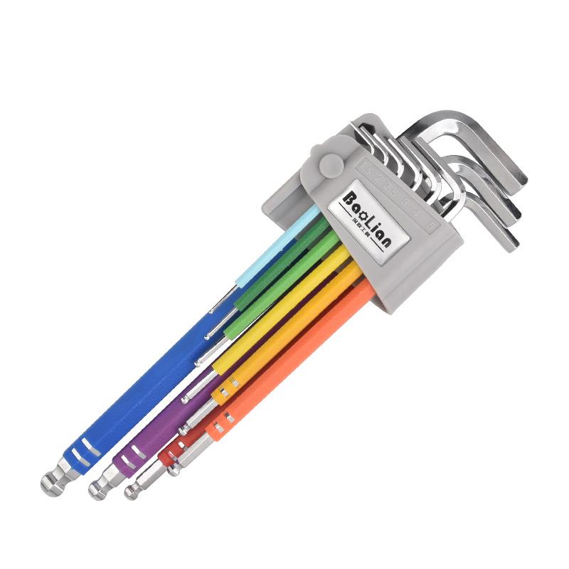 Colored Hex Key Set with Multifunctional 6-Point Screwdriver