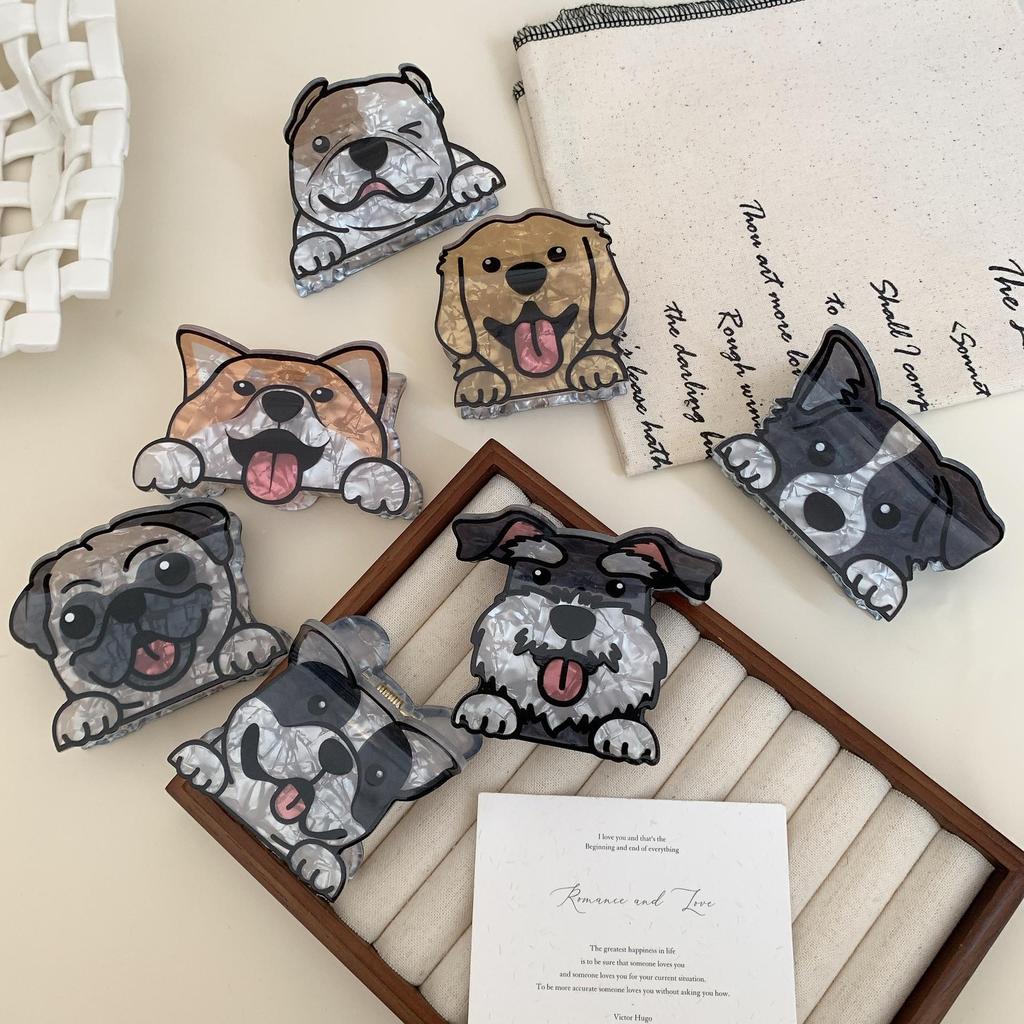 YHJ Golden Retriever Corgi Acrylic Hair Clip - Cute Animal Claw Clip for Updos & Ponytails.