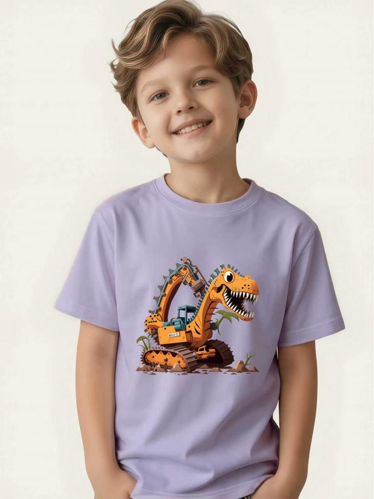 Creative children's tops, car enthusiasts, dinosaur enthusiasts, exclusive street style base layer.