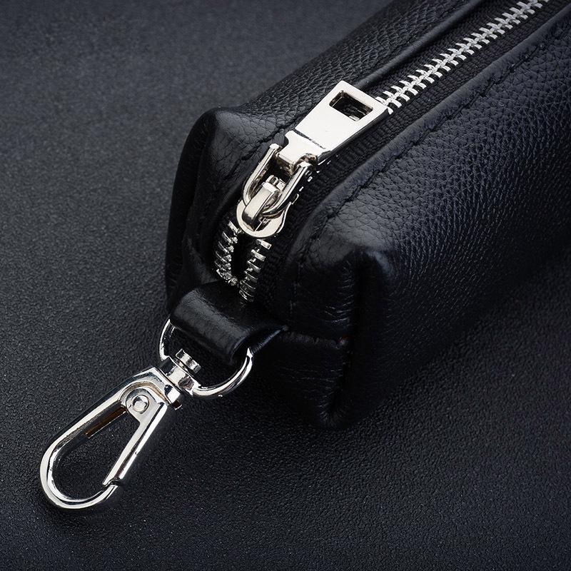 Genuine Leather Key Bag Men Women Car Key Case Cover Housekeepers Zip Keys Organizer Pouch Keychain Mini Coin Purse Key Wallet