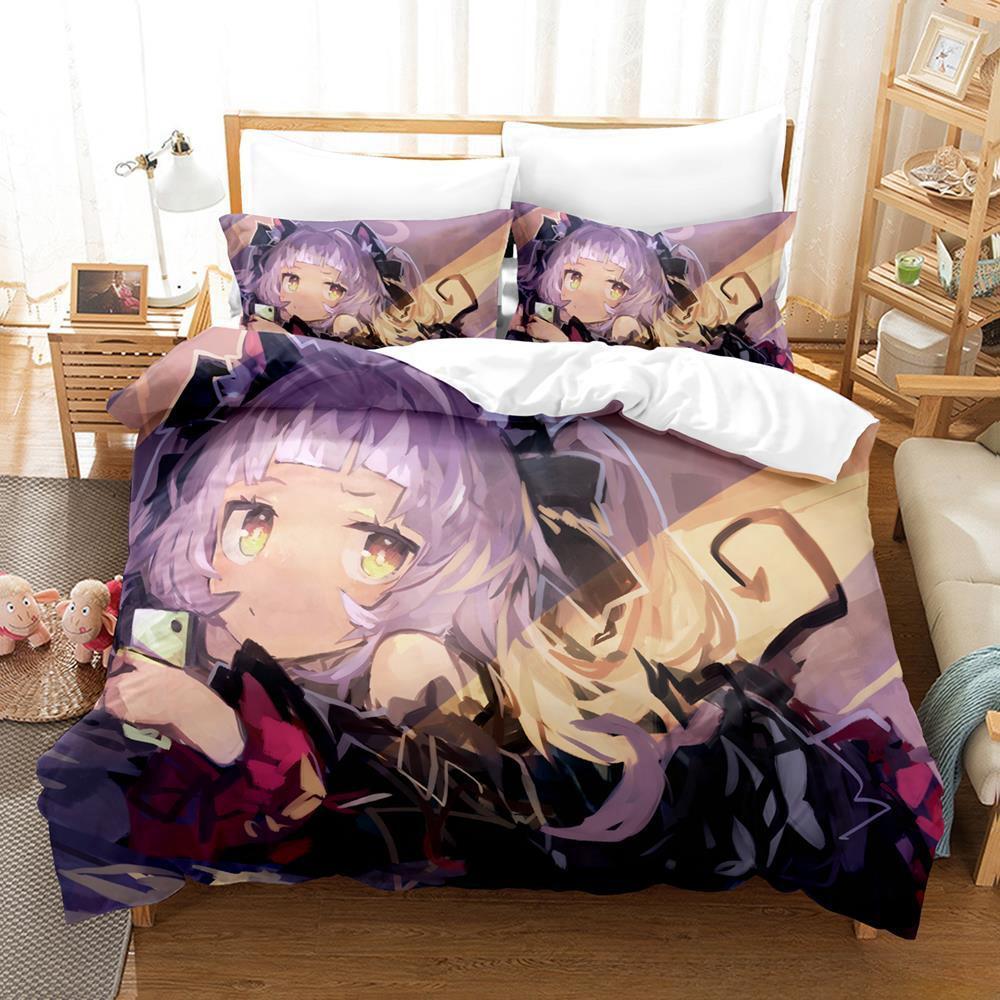New Murasaki Shion Bedding Set Single Twin Full Queen King Size Bed Set Adult Kid Bedroom Duvet Cover Sets Anime Kawaii Girl Bed