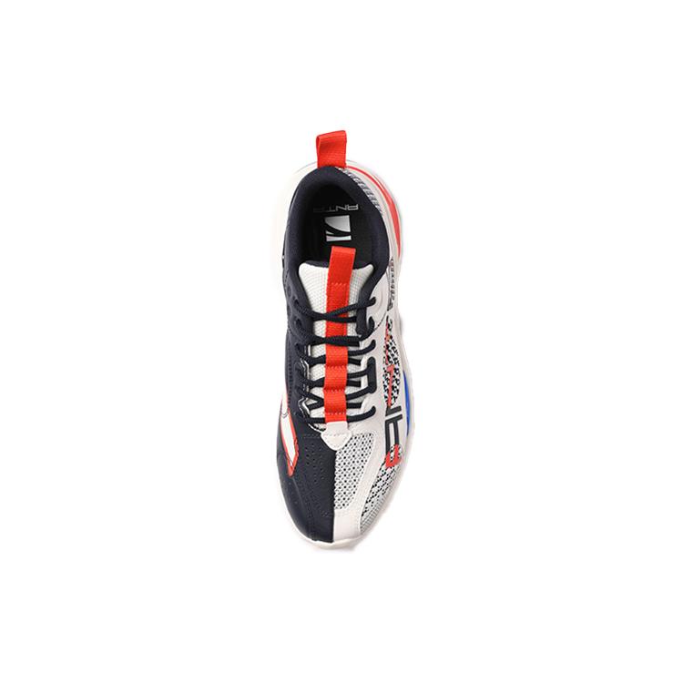 ANTA Casual Shoes Men's Low top Ivory White/Deep Blue Black/Sea Snail Red 112118811-1