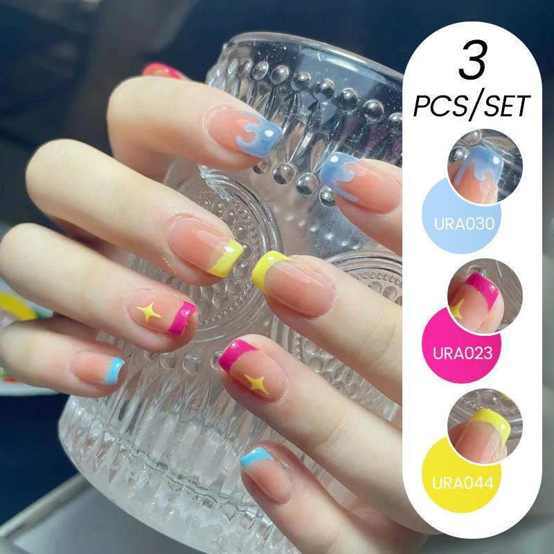 3Pcs Nail Polish Glue Set, Solid Color Glue Glitter Sequins Phototherapy Nail Polish Glue