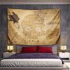 Vintage Treasure Map Design Pirate Adventure Patterned Tapestry for Bedroom and Living Room Home Decor Sofas