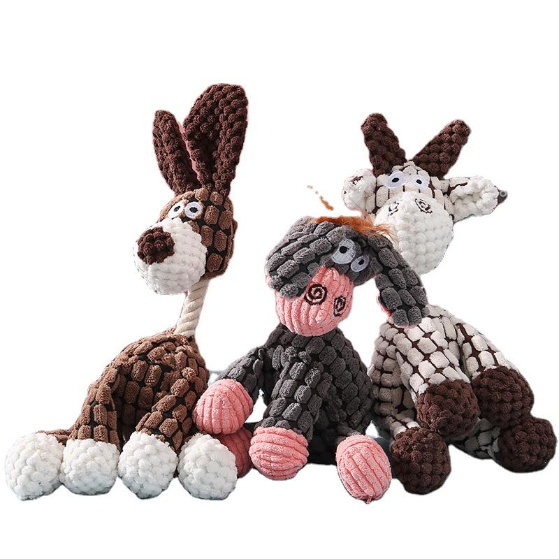 Manufacturer Cute Cartoon Donkey Squeaky Dog Toy Indestructible Plush Pet Toy Bite-Resistant Cotton Rope Luxury Style