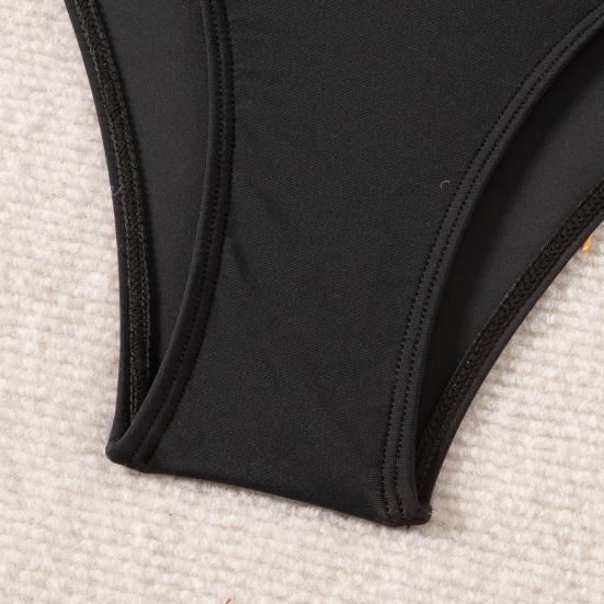 Monokini Soutien-gorge Push-Up à Armatures Ensemble Bikini Une Pièce avec Boucles Métalliques Design Creux Maillot de Bain Sexy à Bretelles Décolleté en V Dos Nu