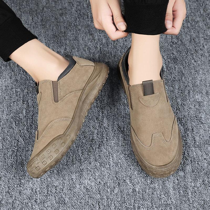 Outdoor Casual Shoes Men's Shoes Anti Slip and Wear-resistant Soft Soled Hiking Shoes Lazy People Step on Black Hiking Boots