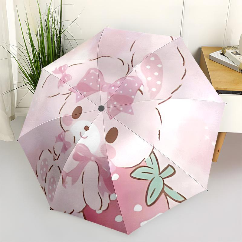 

1pc Strawberry Bowknot Umbrella: Automatic Open/Closed, Foldable Design, Outdoor Use, Perfect Gift for Fans & Travelers.T062