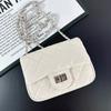 New sheepskin rhombus chain bag silver buckle gold ball square fat leather small square bag single shoulder messenger bag women