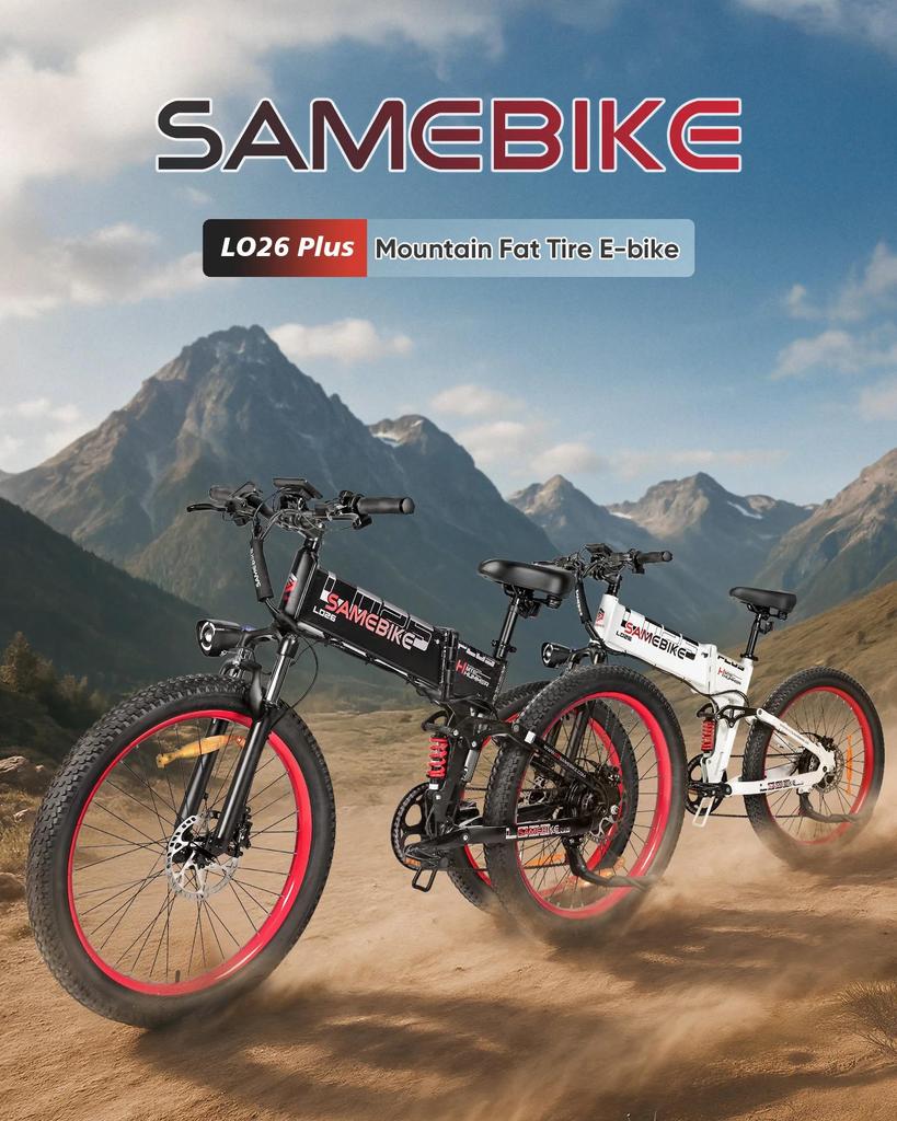 E-Bike LO26 PLUS E-Bike 1000W Motor 48V15AH Akku Hydraulische Bremsen Faltbares Elektrofahrrad 26-Zoll Fat Tire All Terrain Elektrofahrrad