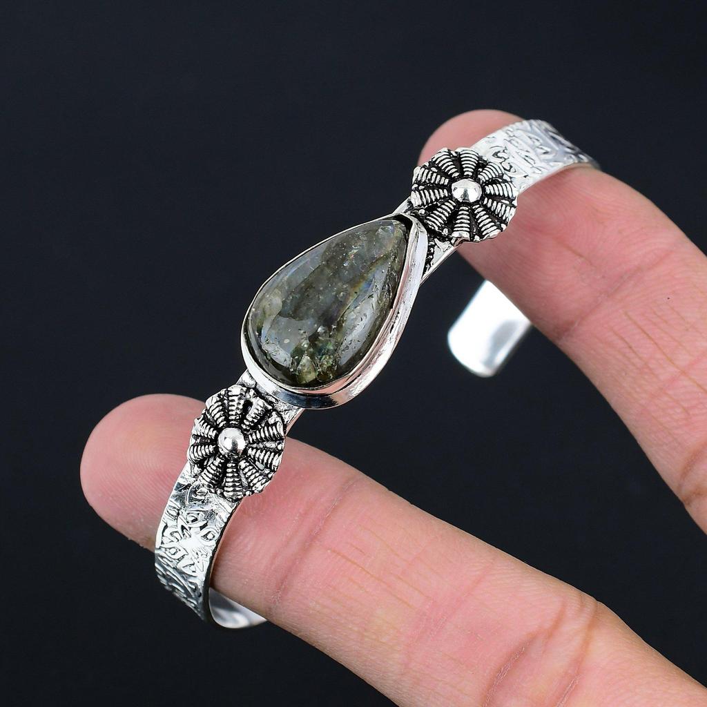 Labradorite Stone Engagement Third Eye Chakra New Bangle Jewelry Sterling Silver