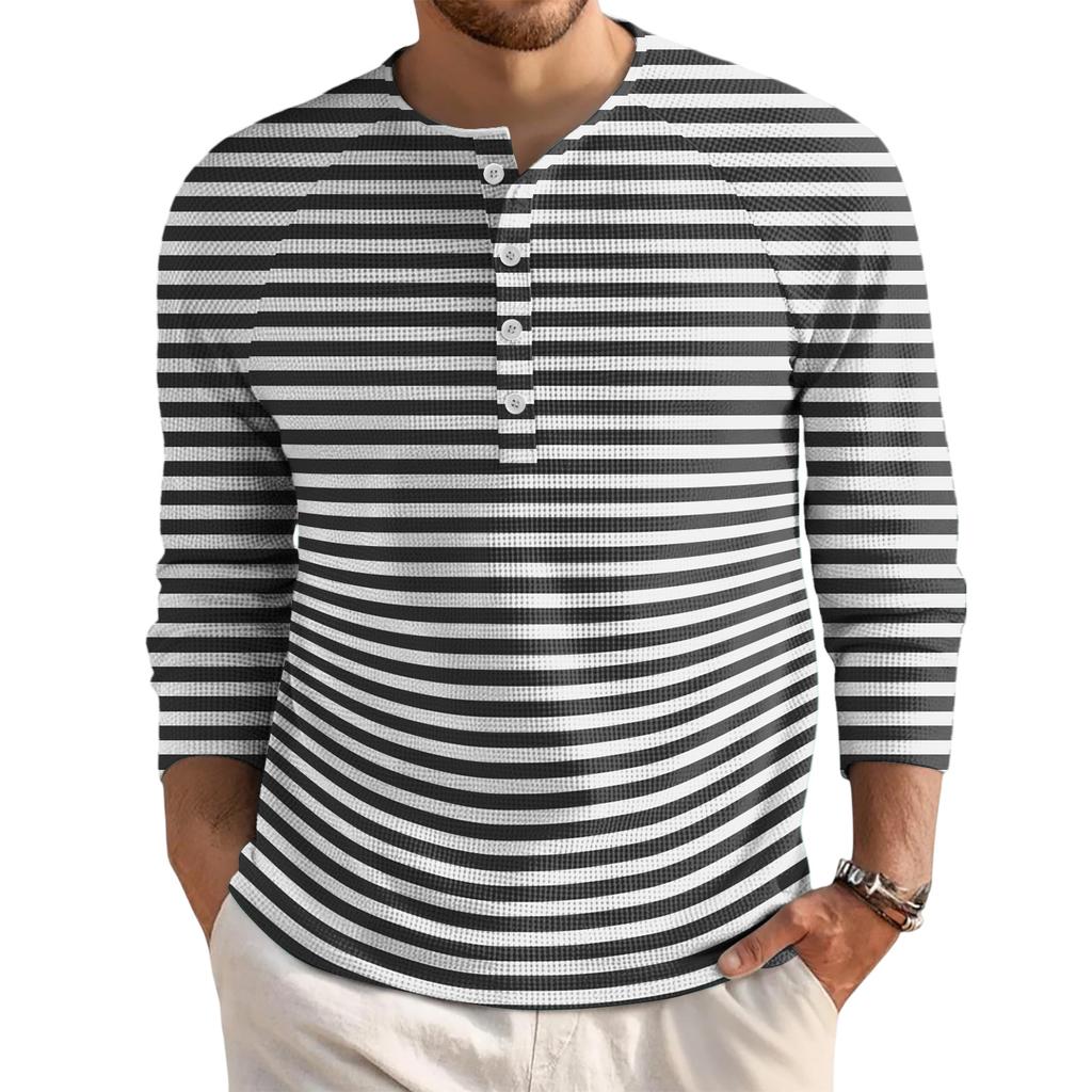 Men's Loose Casual Button Down Collar Long Sleeve Top