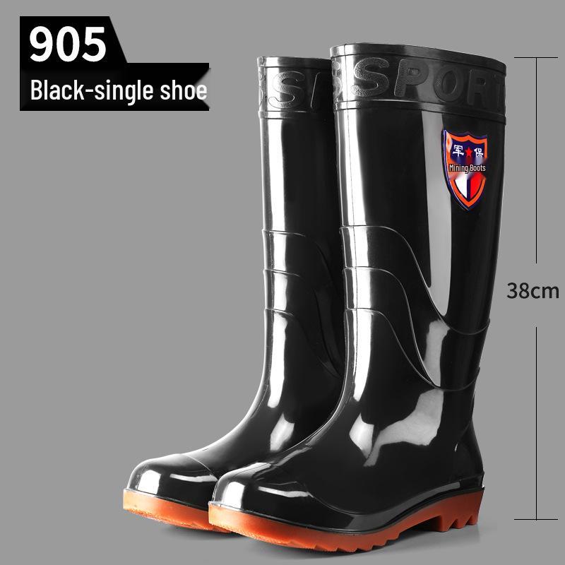 Men's High-Top Waterproof Military Rain Boots with Non-Slip Sole and Labor Protection Rubber Overshoes