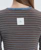 IHR Color Neck Striped Long Sleeve / Brown