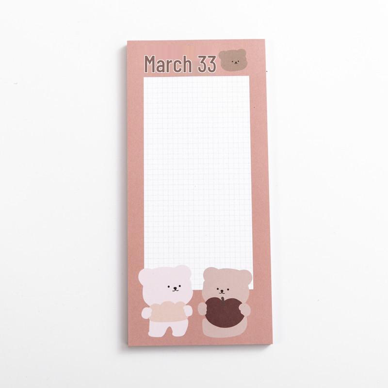 Korean Style Cute Little Bear Cartoon Plaid Sticky Notes for Journaling and Study, B5 Paper