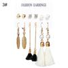 6Pcs/Set Bohemia Women Tassel Hook Earrings Ear Stud Set Jewelry Accessories
