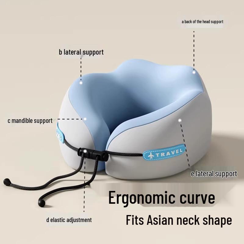 Cestovní polštářek za krk ve tvaru U z paměťové pěny - Přenosná podpora krční páteře pro spaní v letadle