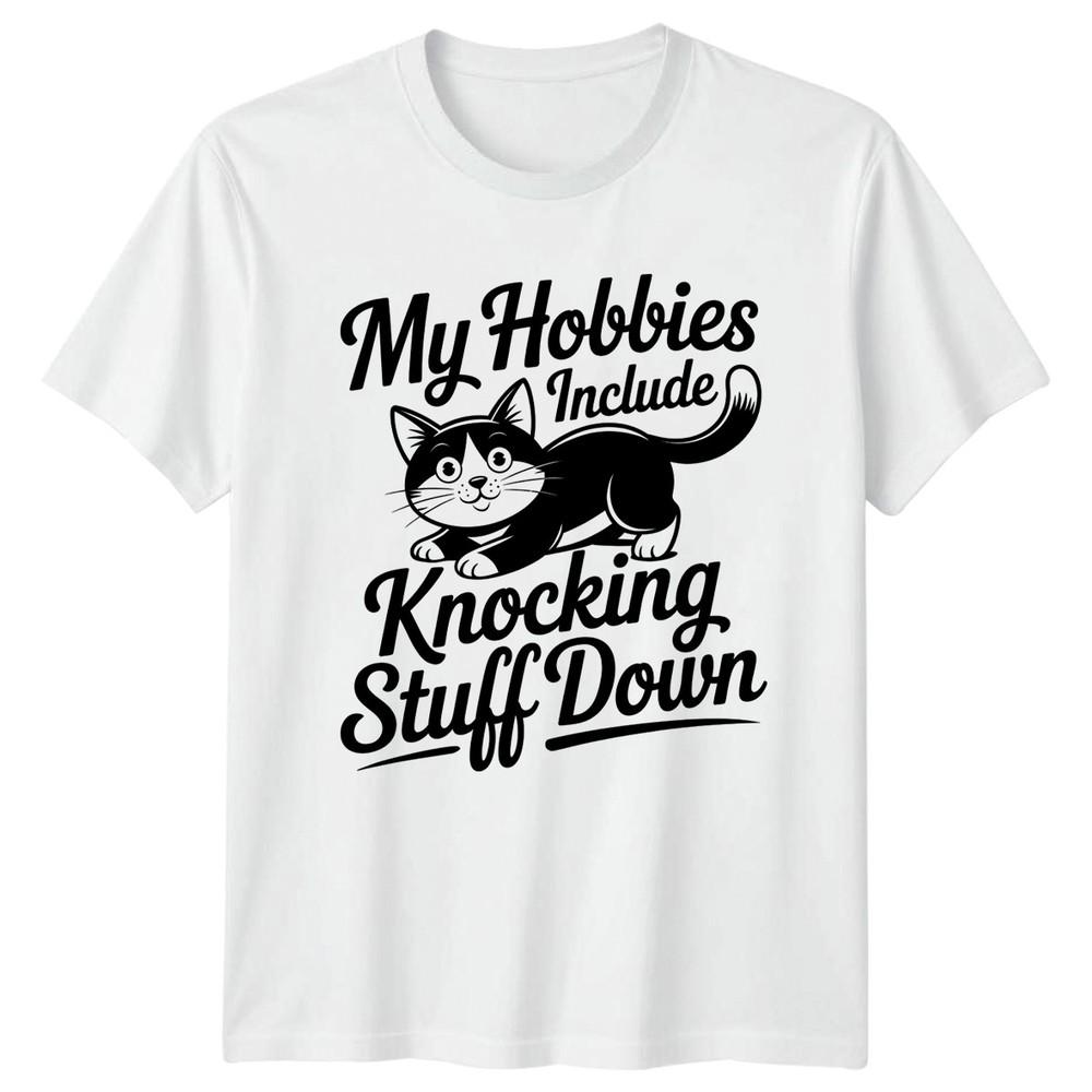 My Hobbies Include Knocking TShirt Cat Animal Birthday Gift For Him And Her S