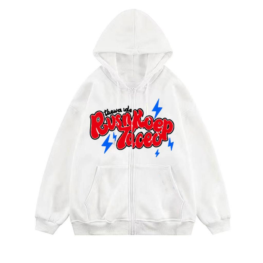 Men's And Women's Casual Solid-color Zipper Hoodie, Men's Trendy Letter-printed Hoodie Jacket