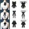 Vintage Ribbon Bowtie Brooch Pin for Women Wedding Pretied Necktie Clip Crystal Rhinestones Bowknot Shirt Jabot Collar