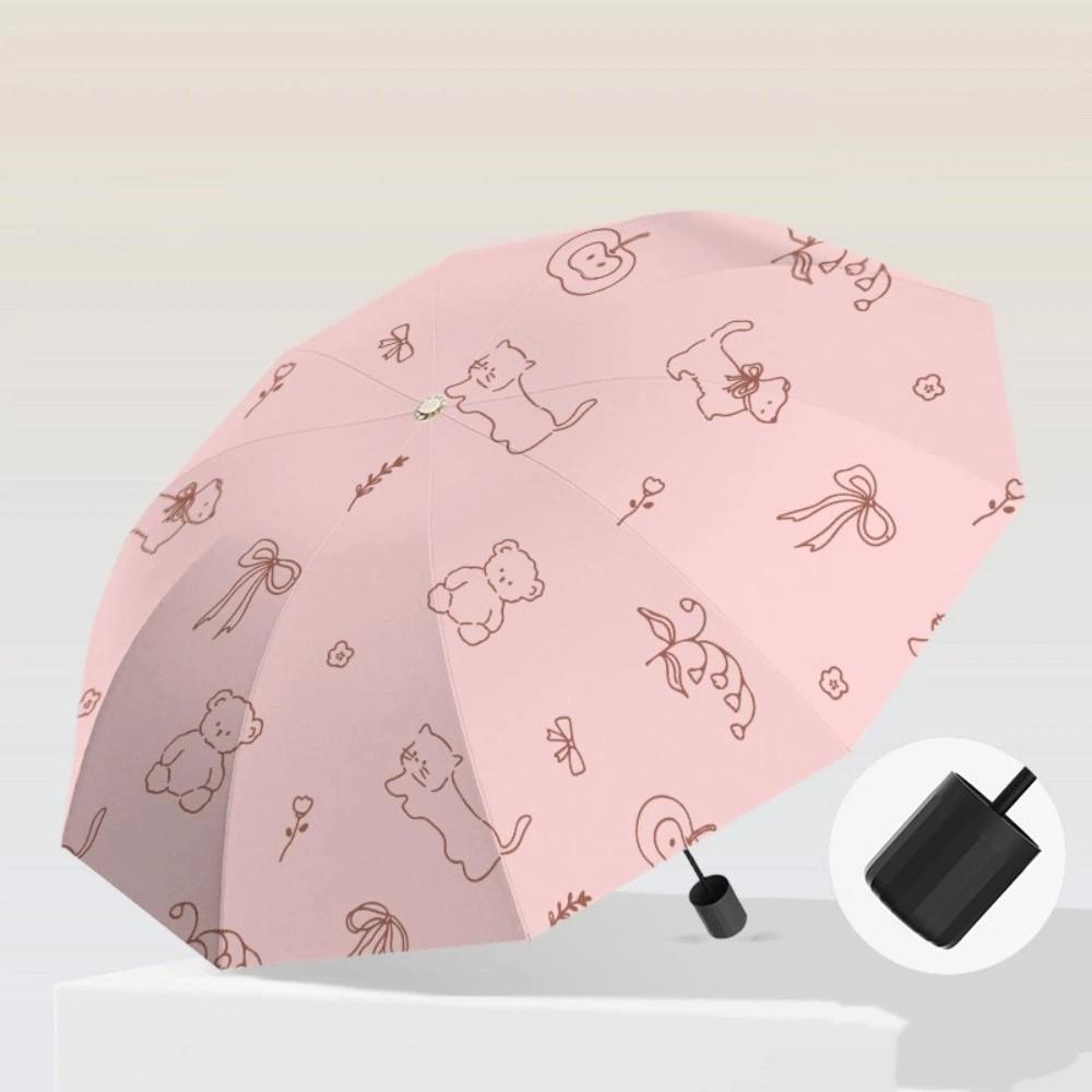 UV Protection Dual-Use Umbrella Automatic Folding Umbrella Lightweight Travel Rain Umbrella  Beach Pink