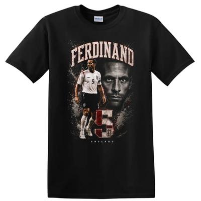 Rio Ferdinand England Soccer T Shirt Legend Portrait Football Tee