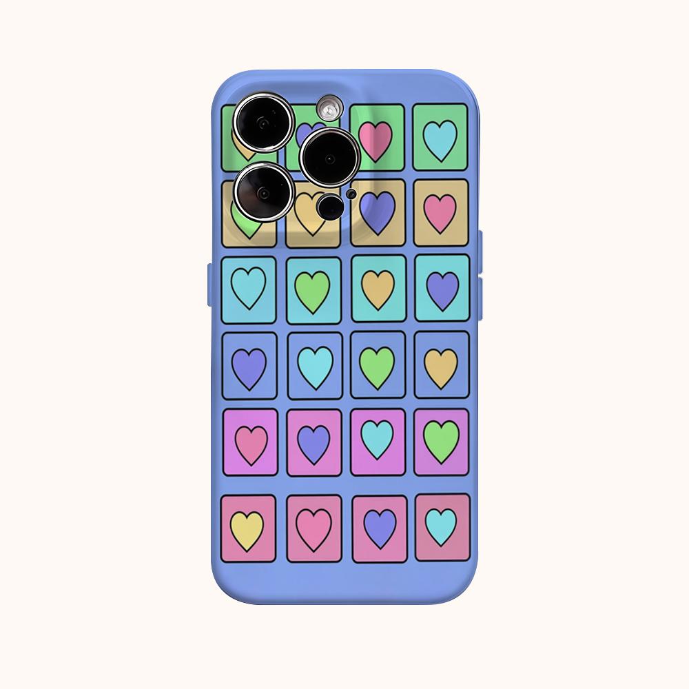 Heart Square Puzzle Phone Case for IPhone 16 15 14 13 12 11 X XS XR XSMAX 7 8 Pro Max Plus Double-layer Back Cover