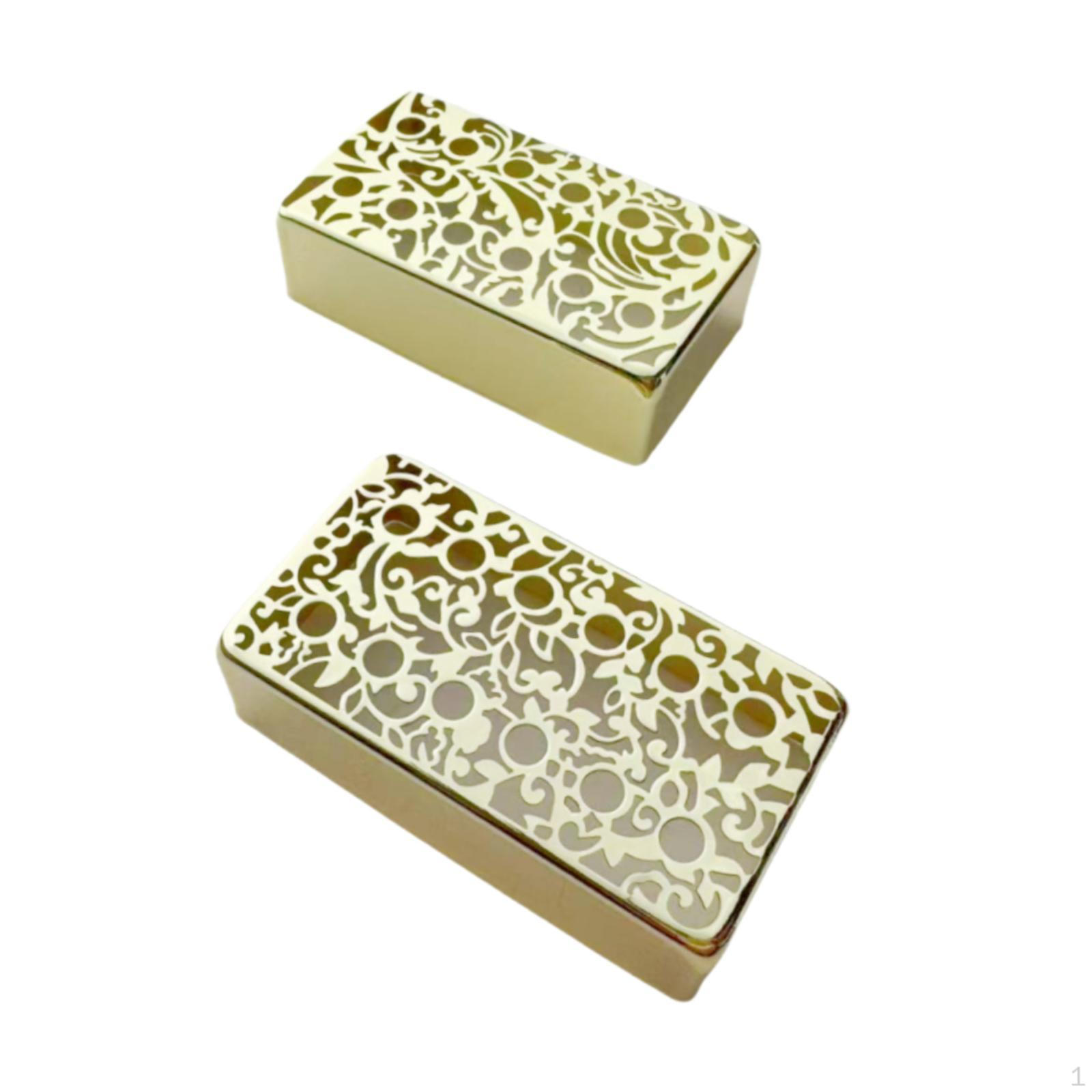 

2 Guitar Pickup Covers, DIY Instrument Parts, Engraved, 50mm/52mm Post Spacing, Self-Install Gold Carving