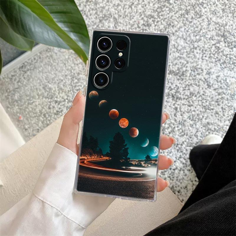 Vesmír Planeta Měsíc Hvězdy Vesmír Průhledný obal Pro Samsung Galaxy S26 S25 S24 S23 Ultra S21 FE S22 Plus S26 Ultra Kryt na telefon