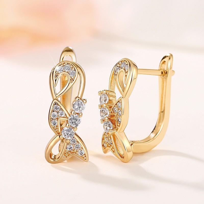 Frittierte Teigzwirbel Kleine Leichte Luxus Ohrbügel Mikro-Set Zirkon Blume Ohrschmuck