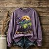 Women's Halloween Print Neck Long Sleeve Pullover Top