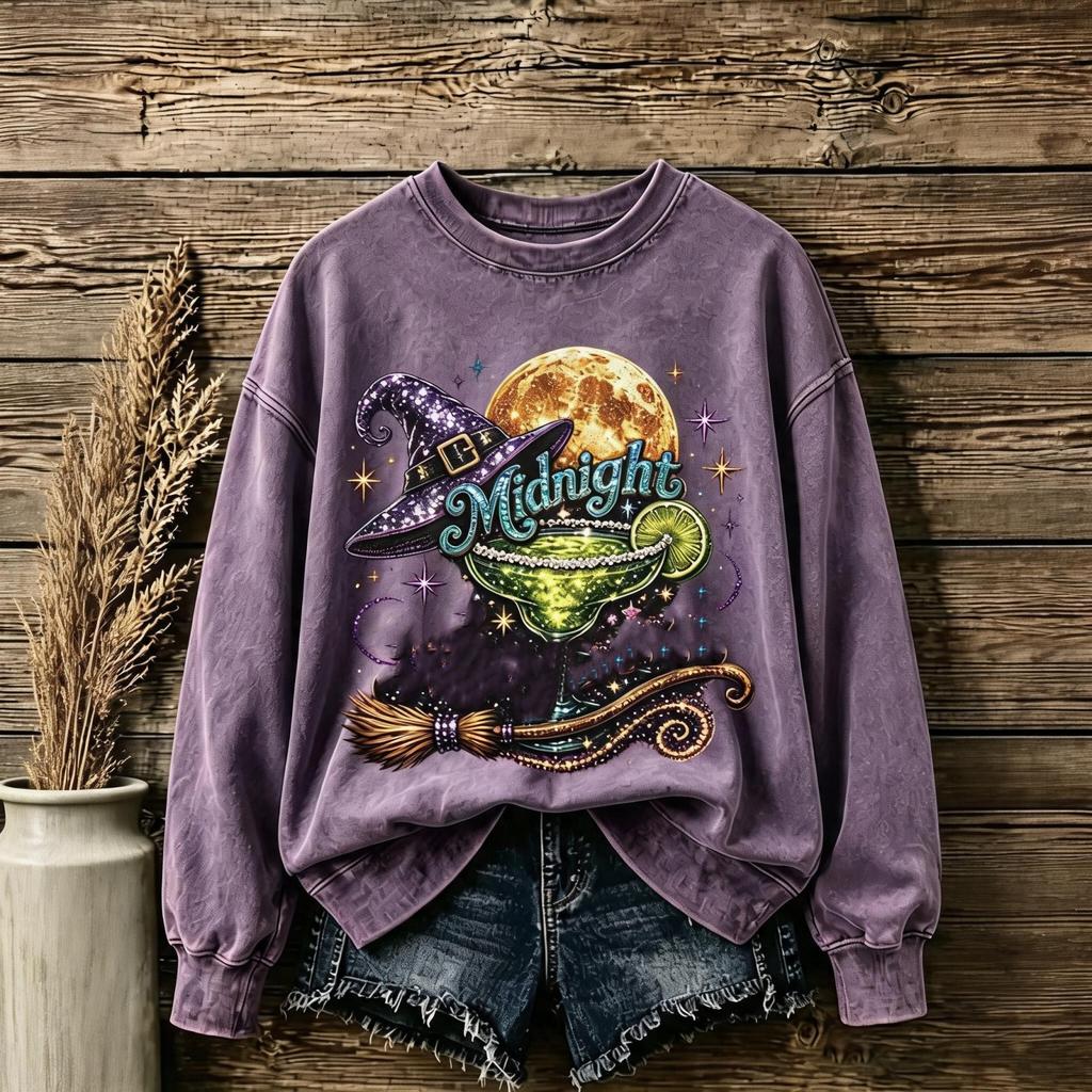 Women's Halloween Print Neck Long Sleeve Pullover Top