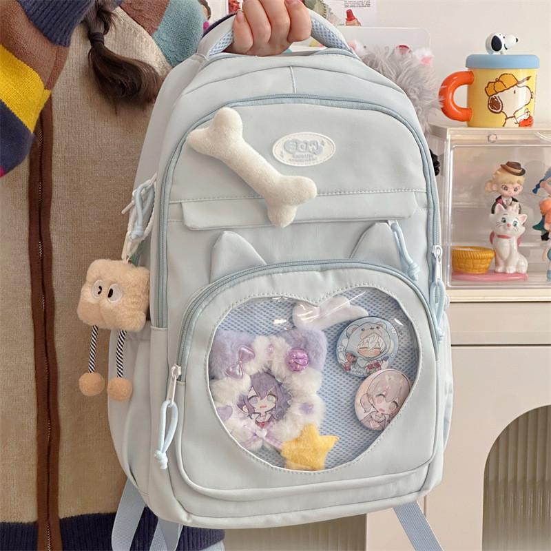 Shoulder Bag Large Capacity Solid Color Backpack Unisex School Travel Student