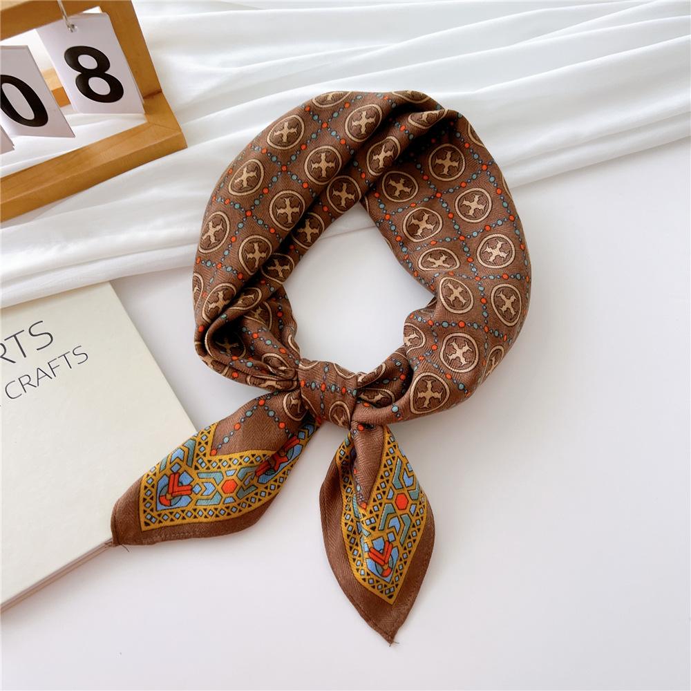 Eșarfă pătrată mică din bumbac și in Eșarfă din mătase Primăvară și toamnă pentru femei Stil nou artistic și versatilă la modă Esarfă cu bentiță cu temperament