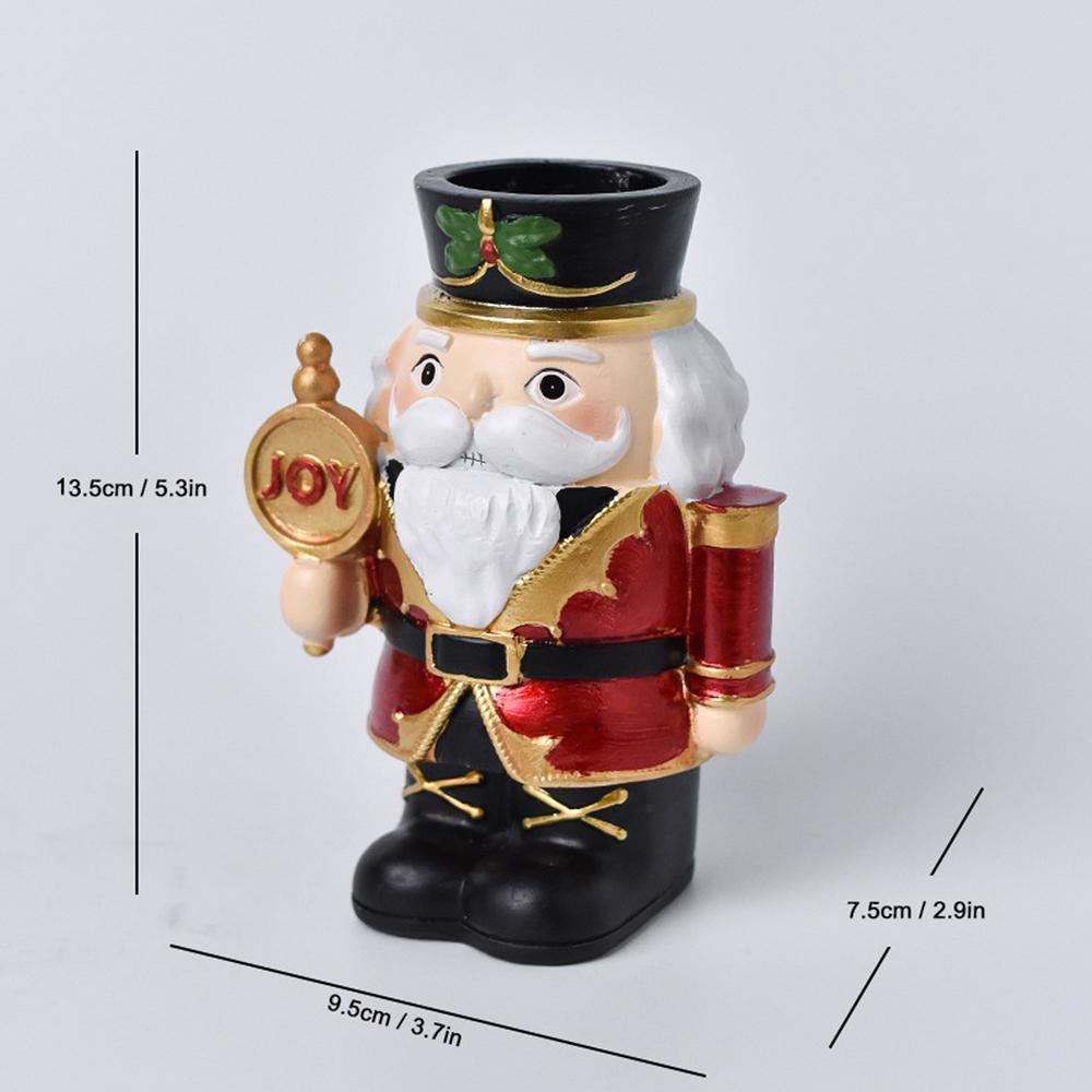 Christmas Candle Holder Resin Desktop Ornaments Nutcracker Candle Holder For Home Living Room Thanksgiving Mantel Household Dorm