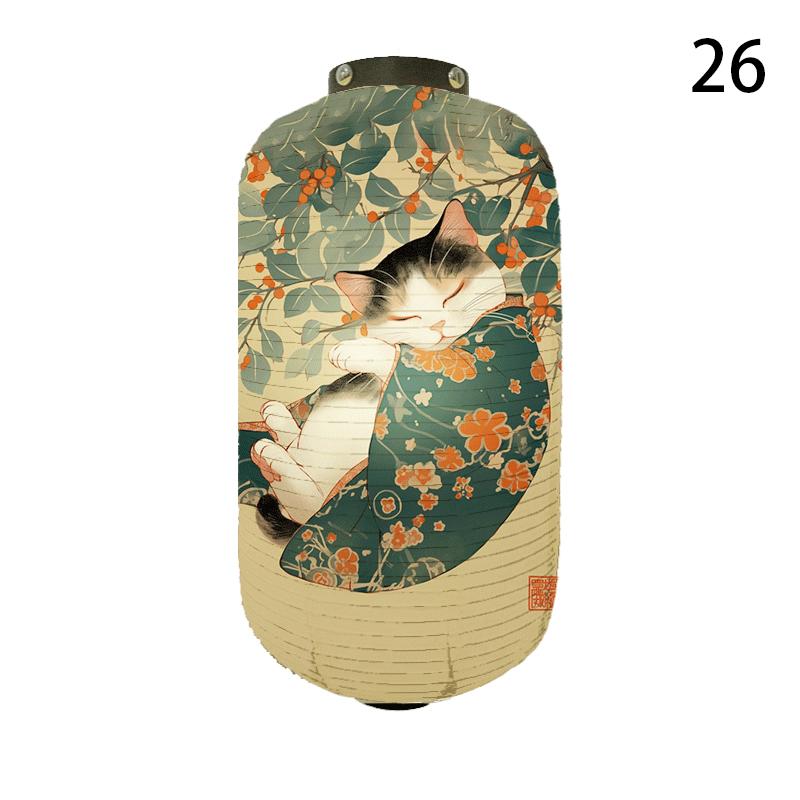 20x35cm Japanese Kimono Samurai Cat Art Pattern Lantern Restaurant Izakaya Cuisine Decor Advertising Sign Ukiyo-e Cloth Lanterns