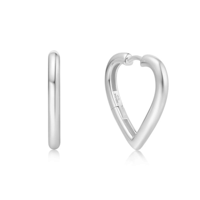 

ANIA HAIE Medium Heart Hoop 925 Silver Earrings E064-03H single type