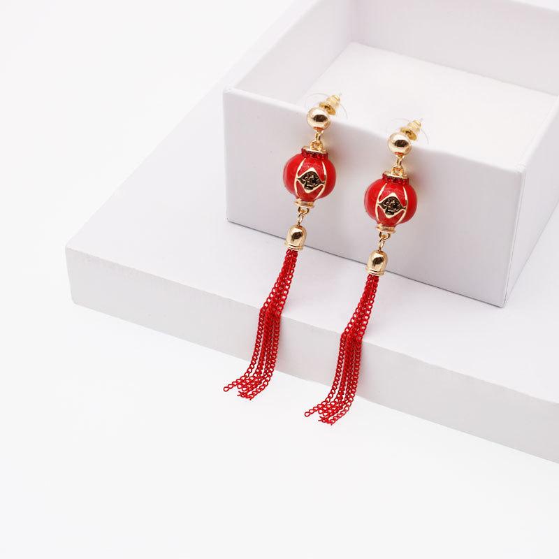 Chinese Red Series Festive Earrings: Retro National Style for New Year & Christmas Gifts