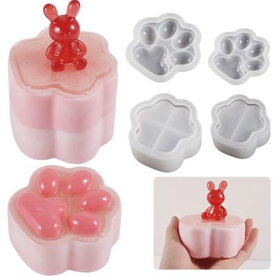 3D Katzenpfote Behälter Silikonform Epoxidharzform DIY Aufbewahrungsbox Werkzeug Gips Handwerk Herstellungszubehör Antihaft