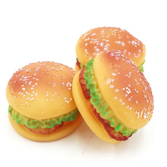 2 PEZZI Giocattolo Squeaky per Cani a Forma di Hamburger Vinile Non Tossico Giocattolo da Masticare e Giocare per Animali Domestici per la Pulizia dei Denti e il Gioco Attivo