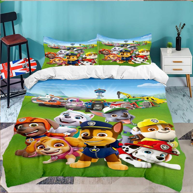 Dog Paw Heroes 3PCS Bedding set,Ideal for 1pc Duvet Cover And 2pcs Pillowcases Perfect for Fan gift,Ideal for Bedroom, Dormitory
